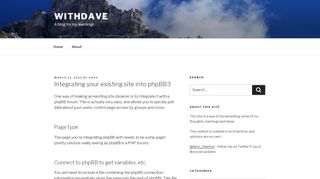 
                            10. Integrating your existing site into phpBB3 - withDave