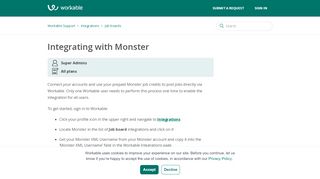 
                            10. Integrating your Monster account – Workable Support