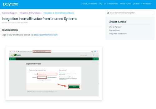 
                            12. Integration in smallinvoice from Lourens Systems : Customer Support