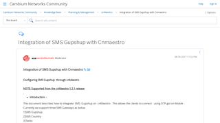 
                            9. Integration of SMS Gupshup with Cnmaestro - Cambium Networks Community