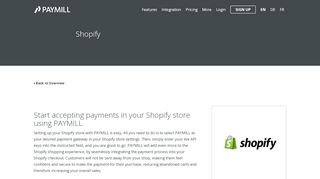 
                            6. Integration: Shopify - PAYMILL