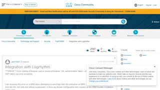 
                            11. Integration with Logrhythm - Cisco Community