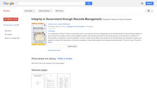 
                            9. Integrity in Government through Records Management: Essays in Honour ...