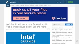 
                            9. Intel Graphics Driver update for Windows 10 fixes playback issues at ...