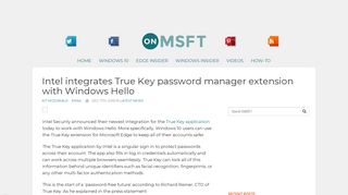 
                            12. Intel integrates True Key password manager extension with Windows ...