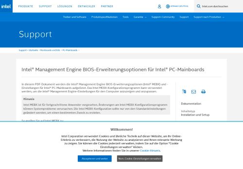 
                            2. Intel® Management Engine BIOS-Erweiterungsoptionen für Intel®...