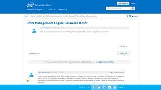 
                            1. Intel Management Engine Password Reset - Intel® Developer Zone