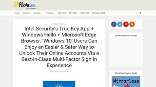 
                            8. Intel Security's True Key App + Windows Hello + Microsoft Edge ...
