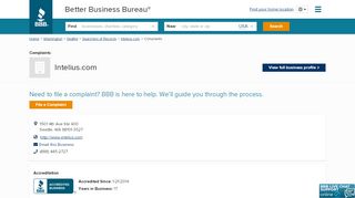 
                            9. Intelius.com | Complaints | Better Business Bureau® Profile