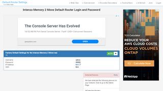 
                            3. Intenso Memory 2 Move Default Router Login and Password