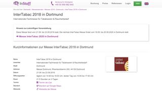 
                            9. Inter-Tabac 2018 in Dortmund - Messe Information - InStaff