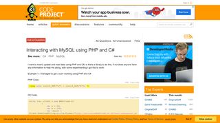 
                            5. Interacting with MySQL using PHP and C# - CodeProject