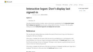 
                            6. Interactive logon Don't display last signed-in (Windows 10) | Microsoft ...