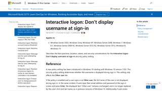 
                            2. Interactive logon Don't display username at sign-in (Windows 10 ...