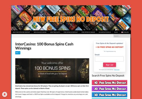 
                            8. InterCasino: 10 Free Spins No Deposit! - New Free Spins No Deposit