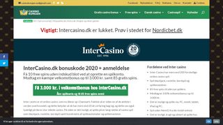 
                            9. InterCasino.dk bonuskode: 3.000 kr. + 85 free spins i bonus