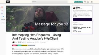 
                            1. Intercepting Http Requests-- Using And Testing Angular's HttpClient ...