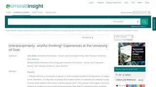 
                            12. Interdisciplinarity: wishful thinking? Experiences at the University of ...