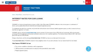 
                            7. Interest Rates for Car Loans - Yes Bank