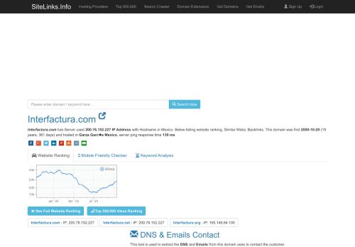 
                            10. Interfactura.com | 200.76.152.227, Similar Webs, BackLinks Results