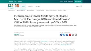 
                            7. Intermedia Extends Availability of Hosted Microsoft Exchange 2016 ...