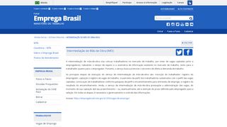 
                            1. Intermediação de Mão de Obra (IMO) – Portal Emprega Brasil