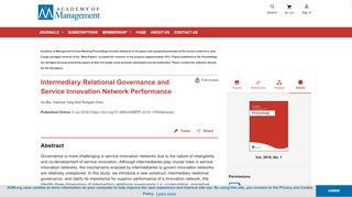 
                            9. Intermediary Relational Governance and Service Innovation Network ...
