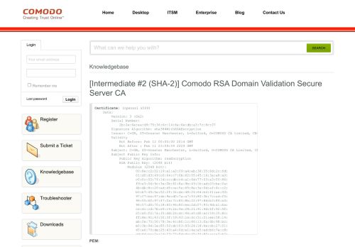 
                            13. [Intermediate #2 (SHA-2)] Comodo RSA Domain Validation Secure ...