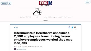 
                            12. Intermountain Healthcare announces 2,300 employees transitioning ...