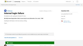 
                            2. internal login failure - Microsoft Community