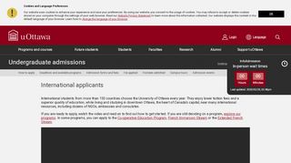 
                            10. International applicants | Undergraduate admissions ... - uOttawa