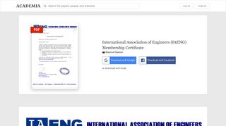 
                            6. International Association of Engineers (IAENG) Membership ...
