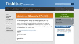 
                            12. International Bibliography of Art (IBA) | Tisch Library website