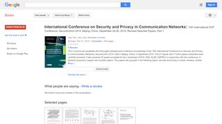 
                            8. International Conference on Security and Privacy in Communication ...