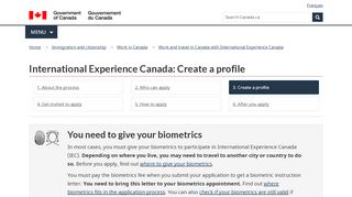 
                            2. International Experience Canada: Create a profile - Canada.ca