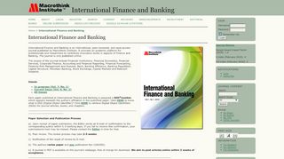 
                            9. International Finance and Banking - Macrothink Institute