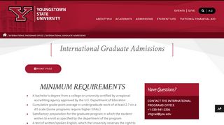
                            7. International Graduate Admissions | YSU