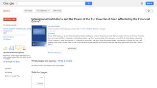 
                            13. International Institutions and the Power of the EU: How Has ...