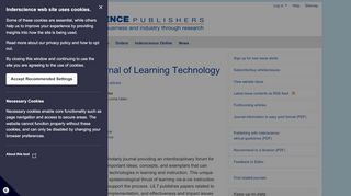 
                            12. International Journal of Learning Technology (IJLT) Inderscience ...