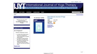 
                            10. International Journal of Yoga Therapy/Yoga Therapy Today -