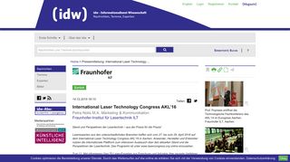 
                            8. International Laser Technology Congress AKL'16 - Idw-online