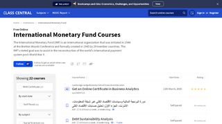 
                            11. International Monetary Fund • Free Online Courses and MOOCs ...