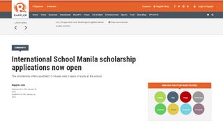 
                            10. International School Manila scholarship applications now open