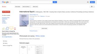 
                            6. International Sport: A Bibliography, 1995-1999 : Including Index to ...