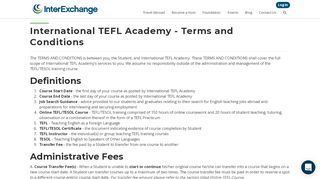 
                            13. International TEFL Academy - Terms and Conditions · InterExchange