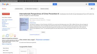 
                            12. Internationale Perspectives of Crime Prevention 8: Contributions ...