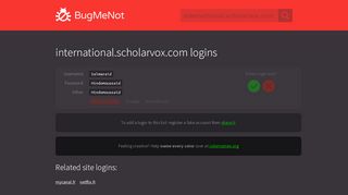 
                            11. international.scholarvox.com logins - BugMeNot