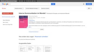 
                            13. Interne Kommunikation im Wandel: Theoretische Konzepte und ... - Google Books-Ergebnisseite