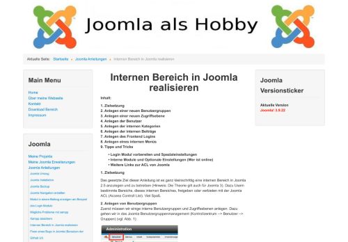 
                            8. Internen Bereich in Joomla realisieren