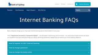 
                            7. Internet Banking FAQs - Bank of Sydney